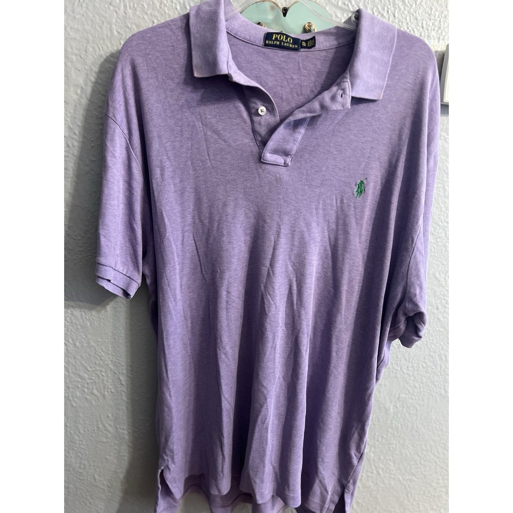 Polo Ralph Lauren‎ Polo Shirt Purple With Green Pony Size XL Mens